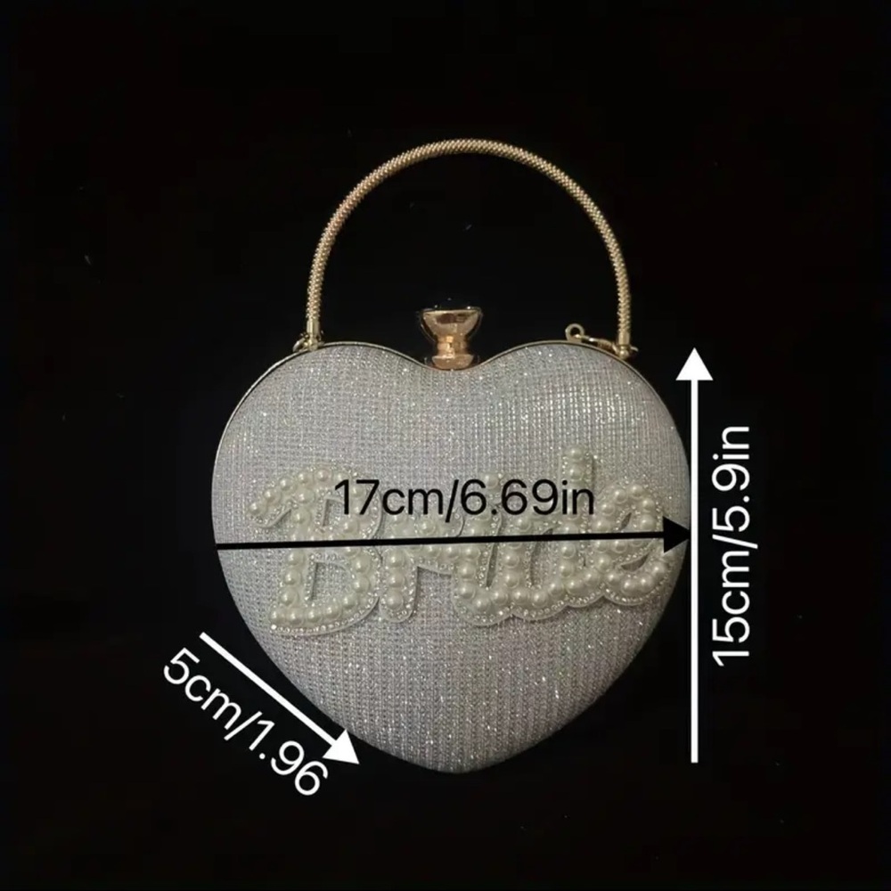 Heart-Shaped Silver Bridal Bag - Picture 2 of 4
